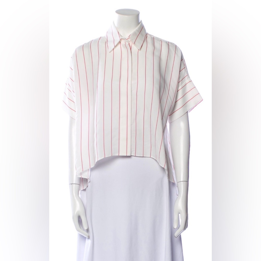 Alice + Olivia Striped Short Sleeve Crop Top, New Without Tags, Size XS